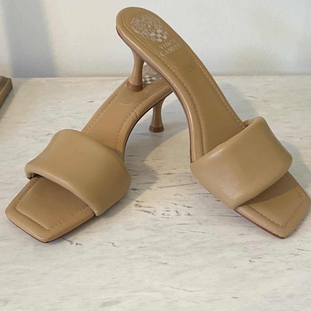 Vince Camuto Tan Heeled Mules